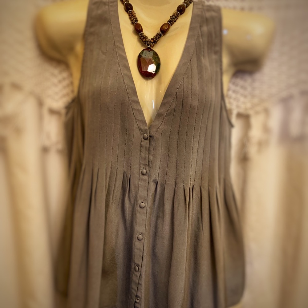 Joie XS Tunic sleeveless Grey Silk Blouse
